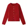 26 Otoño Invierno Más Vendido Cárdigan Cepillado Suéter de Seda de Morera Lana Cachemira Botones de Concha Cuello con Borde Enrollado Color Sólido Elegante Ropa de Abrigo