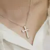 Nuevo Collar de Cruz de Plata Popular para Ventas Transfronterizas Independientes, Colgante de Cruz Martillada Hecho a Mano Versátil Unisex