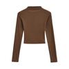 Top Delgado de Manga Larga con Cuello Medio Alto Estilo Kardashian para Mujer, Top Interior de Manga Larga Elástico de Alta Elasticidad con Efecto Adelgazante, Estilo Pura Pasión