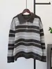Suéter de punto con cuello y rayas de contraste, nuevo estilo Otoño e Invierno 2026, jersey suave holgado y casual para mujer