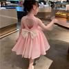 Vestido de Verano para Niñas 2023 Nuevo Vestido de Princesa con Lazo Infantil Celebridad de Internet Vestido sin Mangas Estilo Princesa