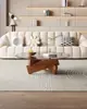 Mesa de Centro de Madeira Maciça Nórdica para Sala de Estar, Adequada para Apartamentos Pequenos, Mesa de Centro Redonda de Vidro Criativa Minimalista Moderna de Designer