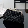 Bolso de Cena de Satén Plegado Simple Transfronterizo Bolso Suave de Mano para Vestido de Noche de Banquete Europeo y Americano Bolso de Tela para Mujer Clutch de Satén