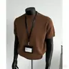 Suéter de Gola Alta Curta para Homens, Moda Verão 2026, Estilo Coreano, Camisa Básica Tricot Casual Versátil