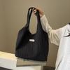 Bolsa de pano com textura de grande capacidade estilo coreano, bolsa feminina nova, elegante, leve, bolsa de ombro, casual, para todas as ocasiões, bolsa de axila