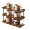 Estante de Almacenamiento de Escritorio de Tres Niveles Cocina Cafetera Estante de Escritorio de Oficina Estante Divisor de Escritorio Almacenamiento de Escritorio Estantería Pequeña Estante para Tazas de Agua Juego de Té