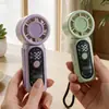 Mini Ventilador de Turbina Portátil com Display Digital, Luz LED, Carregamento USB, Longa Duração da Bateria, Ventilador Portátil para Exterior com Cordão