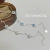 Pulsera de Flor de Turquesa de Plata de Ley S925 Su Chuang para Niñas Personalidad Dulce Versátil Lujo Ligero Flor Pequeña Incrustada con Pedrería