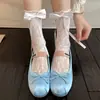 Nuevos Calcetines Blancos de Encaje con Lazo Hueco para Mujer Verano Delgados Estilo Lolita Ballet Encaje Media Caña