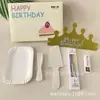 Caja de Regalo para Cuchillo y Tenedor de Pastel juego Cuchillo y Tenedor Desechables Plato Vajilla Caja de Regalo Plato Biodegradable Sombrero de Cumpleaños Cuchillo para Velas