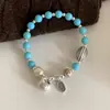 Nova Tendência Nacional Estilo Étnico Pulseira de Ágata Turquesa Natural para Mulheres Personalidade de Nicho Luxo Leve Versátil Joia de Mão Transmissão ao Vivo de Alta Qualidade
