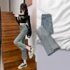 Jeans skinny de cintura alta emagrecedor para mulheres, tendência primavera 2024, calça flare cropped versátil