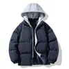 Ropa nueva de pareja de dos piezas falsas con capucha acolchada de algodón ropa pan marca de moda para hombre gorro de punto moda dos piezas falsas outlet de fábrica