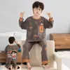 Pijama Infantil Cartoon para Meninos 2025 Novo Conjunto de Duas Peças com Calça de Manga Longa para Crianças Maiores Roupas de Casa