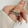 Anillo Cruzado Geométrico Retorcido para Mujer, Líneas Simples, Moda Irregular, Anillo Abierto Versátil para Apilar, Tendencia de Anillo para Dedo Índice