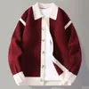 Dropshipping de Exportação Transfronteiriça Malharia Masculina [Novo Estilo] Moda Outono 2025 Cardigã de Tricô com Lapela Masculino