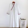 Kimono Masculino Japonês Color Block Camisola Longa Roupas de Casa Pijama Roupão Solto plus size 100.00kg Roupão com Cadarço