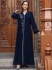 Vestido Retrô Ba5218 Azul Marinho Decote V em Estoque para Roupas Femininas