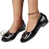 Zapatos Mocasines de Cuero Suave Más Vendidos para Mujer 2026 Otoño Nuevos Zapatos de Charol y Cuero Suave con Tacón Grueso Tacón Medio Hebilla Cuadrada Versátiles Suela Suave Zapatos para Madre