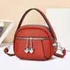 Bolso de Hombro Simple con Textura de Guijarros a la Moda Multicapa Retro Bolso de Mano de Cuero PU Bolso Redondo Pequeño Bolso Cruzado Versátil para el Día a Día