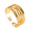Anillo de Acero Inoxidable de Nuevo Estilo Transfronterizo con Líneas Huecas Multicapa, Moda Tendencia Fábrica de Joyería de Acero de Titanio Chapado en Oro de 18K