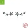 Pendiente de plata de ley s925 con forma de estrella transfronterizo para mujer, personalidad, moda, circonita, pendientes de lenguaje estelar para desear, joyería al por mayor