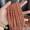 Contas Soltas Imitação de Pérola de Vidro Alto Brilho Ouro Rosa Pérola Artificial Falsa Contas Redondas Acessórios de Joias diy Material para Miçangas