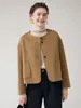 Casaco curto de lã 100% dupla face estilo Chanel para mulheres, outono/inverno 26, casaco abotoado de gola redonda, elegante e que rejuvenesce, casaco de lã