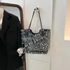 Bolsa Tote de Mão Graffiti Feminina 2025 Outono e Inverno Nova Bolsa de Ombro Casual Grande Capacidade Bolsa de Axila Transversal