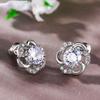 Cao Shi LAZADA nuevos pendientes de flor de diamante de moda coreana para mujer pendientes exquisitos de circonita fabricantes al por mayor