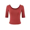 152-Camiseta de Moda con Escote Bajo y Manga Media Estilo Europeo y Americano para Mujer Nueva Temporada Primavera y Verano 2026 Top Base Sexy Adelgazante