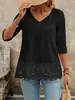 2026 Comercio Exterior Transfronterizo de Amazon Nuevo Estilo Francés Estilo Mori Calado Bordado Encaje Corta Moda Casual Camisa para Mujer