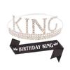 Faixa de cabeça de coroa de aniversário KING masculina mais vendida no exterior, com terno incrustado de diamantes, vestido de festa