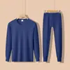 Conjunto de ropa interior térmica de otoño para hombre de la marca Source, algodón puro, fino, cálido, cuello redondo, talla grande, para mediana edad y mayores, venta al por mayor y entrega directa