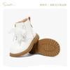 [Mismo Estilo en Centros Comerciales] Botas de Piel Snafy para Niñas Botas de Princesa para Otoño Niños Botas Blancas Antiderrapantes para Bebé