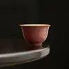 Taza de Cerámica Rosa Ru Kiln de las Dinastías Tang y Song para Cata de Té, Juego de Té Kung Fu, Taza de Té para el Hogar, Taza Individual, Tamaño Pequeño, Taza para Invitados de Té
