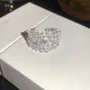 Gelo Picado Brilhante~Anel Aberto de Cristais Multicamadas, Anel de Estilo Nicho de Luxo, Doce Acessório de Mão para Mulheres