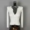 Moda Feminina Tendência Dongdaemun Coreana, Versátil e Estiloso, Corte Justo, Decote V Sexy, Blusa de Tricô de Manga Curta que Valoriza a Silhueta