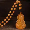 Fabricantes de joias atacado colar de cera de abelha feminino longo pingente de âmbar estilo étnico retrô colar acessórios de vestuário de algodão e linho