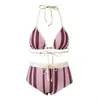 Nuevo conjunto de bikini de dos piezas más vendido en Europa y América 2026 con shorts a rayas, bañador de aguas termales de comercio exterior transfronterizo