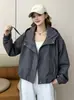 Chaqueta ligera con capucha para mujer, estilo primavera y otoño, nueva popular de 2026, top casual holgado tipo ropa de trabajo, moderno