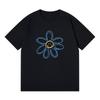 Camiseta Feminina Verão Estilo Coreano Estampa Feliz de Pétalas Trbottomyy Gola Redonda Solta Manga Curta Versátil Algodão Camiseta Básica
