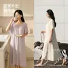 Ropa de dormir de manga corta para mujer talla grande con copas en el pecho, primavera y verano, camisón elástico dulce con cuello en U, ropa fina para casa