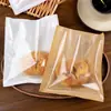 Saco de Embalagem para Pão Saco Europeu para Sanduíche Saco de Papel Kraft para Torrada Sacola Transparente Autoadesiva para Produtos Assados Saco para Bagel Biscoito
