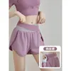 Shorts de Yoga Color Block Cintura Alta Anti-Exposição para Mulheres, Secagem Rápida Respirável Esportivos para Fitness Corrida Treinamento