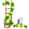 Decoración de arco de boda de ratán de rosa de simulación, paisajismo comercial con enredaderas que cubren la pared, flores artificiales al por mayor