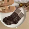 Calcetines de Lunares para Mujer, Calcetines de Media Pantorrilla, Engrosados para Otoño e Invierno, Cálidos, Estilo Japonés Retro, Patchwork de Lunares, Calcetines Largos de Bloqueo de Color
