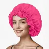 Ventas Directas de Fábrica Amazon Transfronterizo Gorro de Ducha Sombrero de Encaje Grande de Doble Cara para Mujer Doble Capa con Forma de Oreja Satín Gorro de Noche