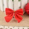 Lazo navideño rojo flocado, adornos colgantes para árbol de Navidad, accesorios de guirnalda al por mayor, paquete de 12
