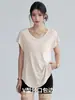 Conjunto de sportswear solto e modelador para mulheres, camiseta de manga curta de secagem rápida para o verão, top para corrida, fitness, Pilates, saída de praia